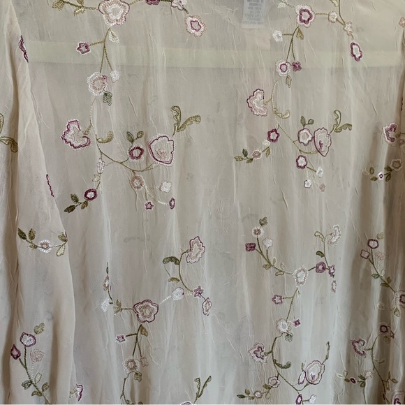 Avenue | Size 14/16 Long Sleeve Floral Button Up Collard Blouse Embroidered - Picture 6 of 13